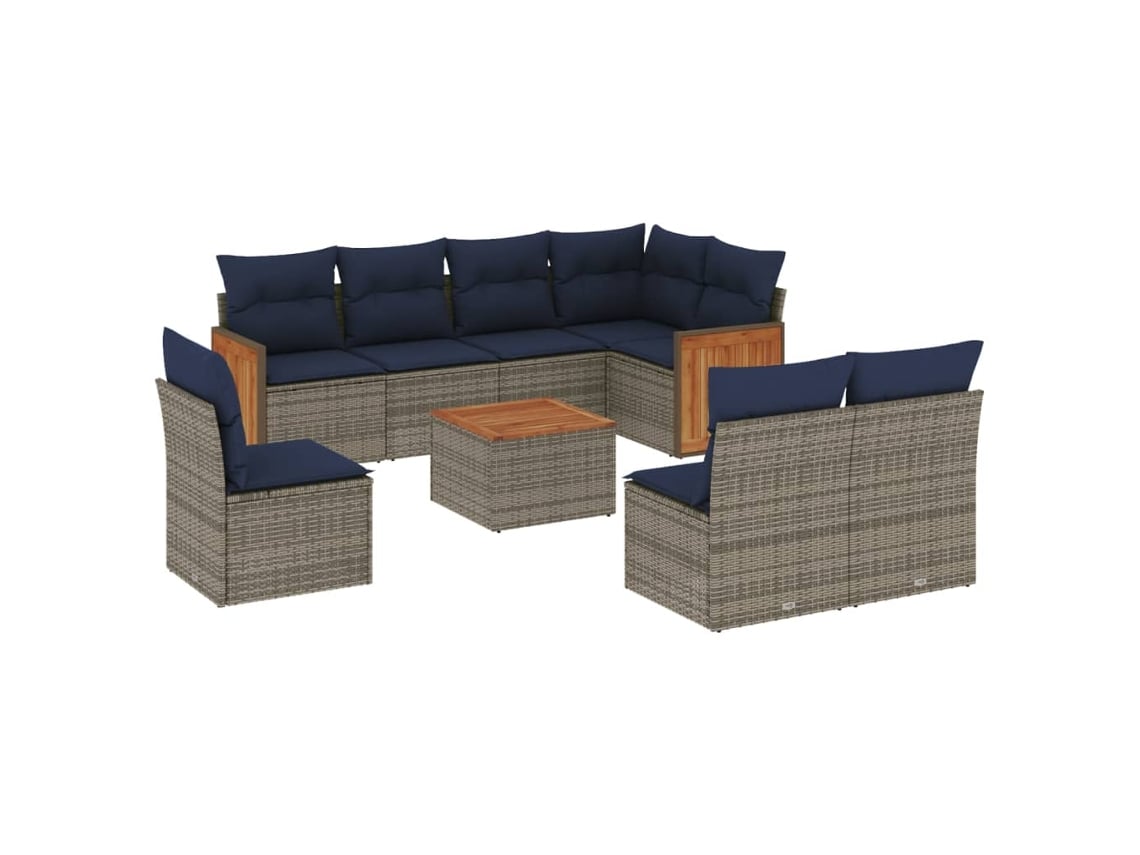 Maison Exclusive - Conjunto De Sofá De Jardín De 9 Piezas Con Cojines, Poliratán Gris