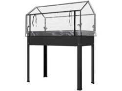 Macetero Elevado Para Invernadero De 100x48x124cm Con Drenaje, Color Negro.