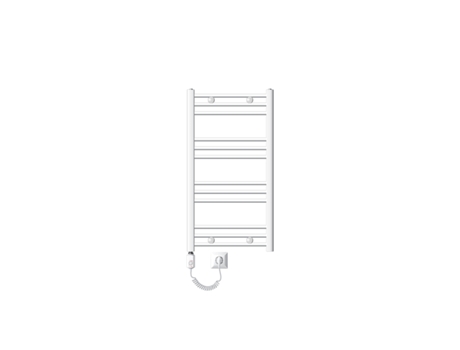 Radiador eléctrico de baño con barra calefactora 300W 500x800 mm Curvo blanco con conexión lateral LUXEBATH