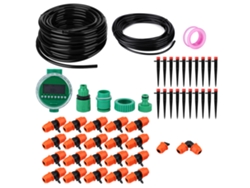 Kit de riego por goteo con temporizador, 8 orificios, 20 m