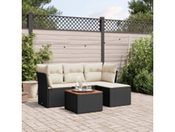 Conjunto de 5 sofás de jardín con cojines de mimbre sintético negro, Dkd Home Decor