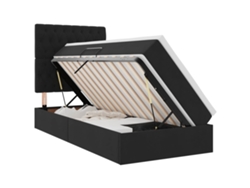 Syfax™ Cama Con Almacenamiento Y Colchón Negro 100 X 200 Cm Terciopelo