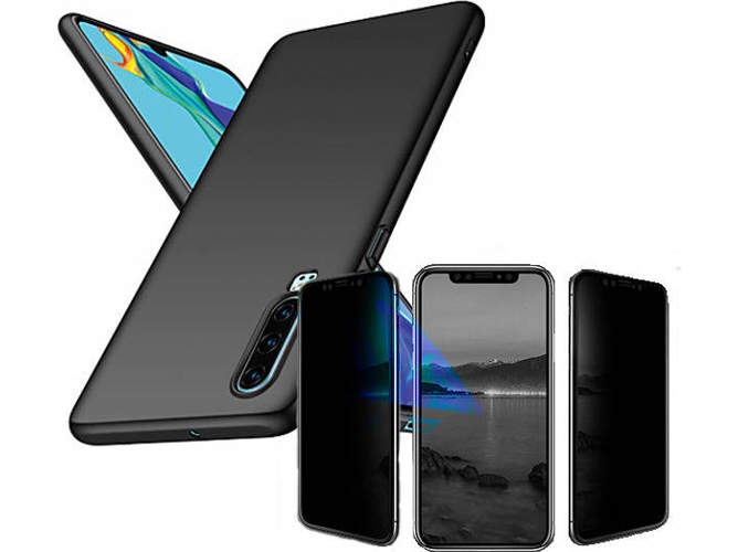 Kit Carcasa y Protector Privacy Huawei P30 SlimShield Negro