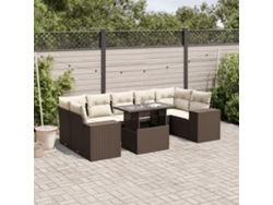 Conjunto de sofás de jardín con cojines de mimbre marrón, Dkd Home Decor