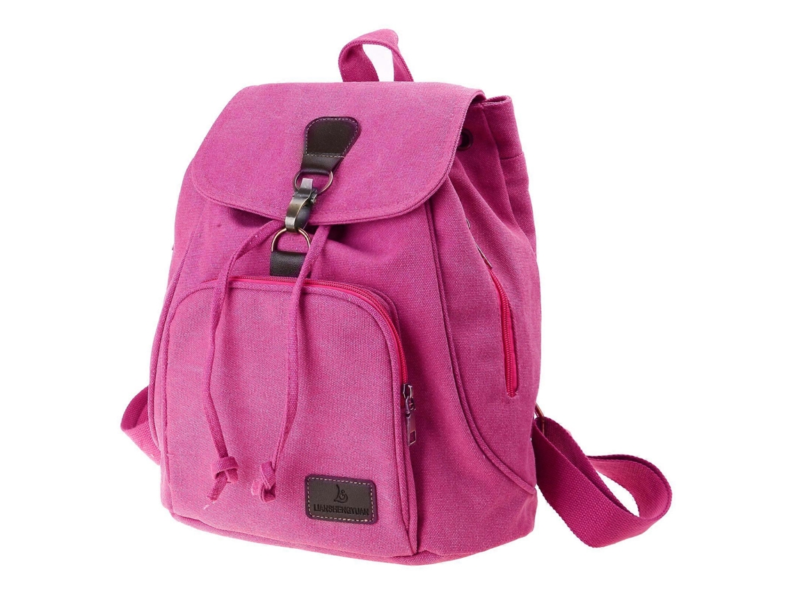 Mochila de lona elegante para mujer, moderna mochila de viaje para la escuela con amplio espacio de almacenamiento, roja.