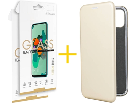 Kit Funda + Protector de Pantalla Apple iPhone 7 / 8 / SE SKYHE Flip Cover 2512 Dorado