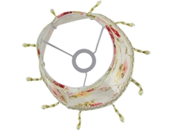 Lámpara De Tela Estilo Europeo Con Estampado Floral Rosa Y De Peonías, Con Base Festoneada, Ligera Y Resistente.