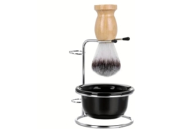 Kit De Afeitado Para Hombre Con Brocha De Cerdas Suaves, Soporte De Acero Inoxidable Y Cuenco De Abs Negro., Chrui