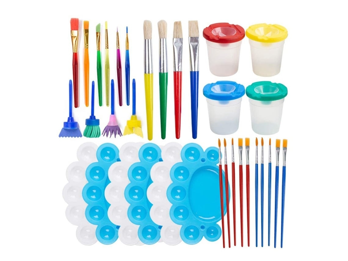 Juego de 25 pinceles lavables para niños, minijuego de pinceles con esponja, juguetes educativos para niños pequeños, Stelasplen