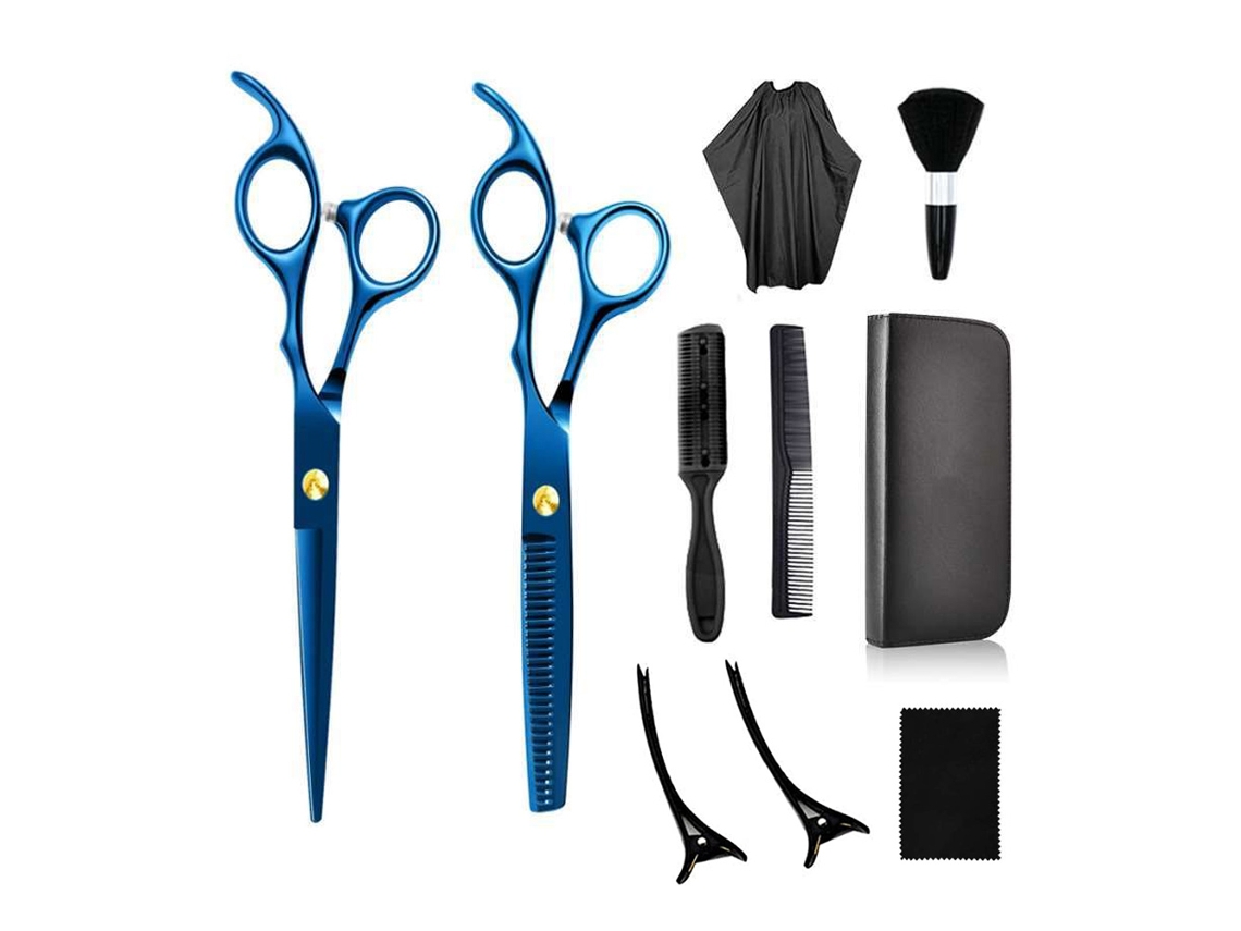 Juego de tijeras de corte de pelo de 10 piezas, kit profesional de tijeras de corte de pelo para peluquero, salón, hogar JEDBESETZT