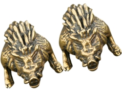 Juego De 2 Figuras Vintage De Jabalíes De Latón