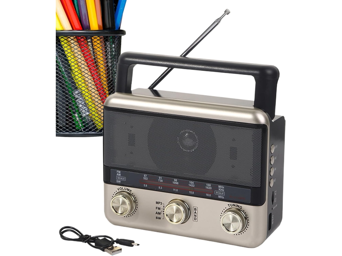 Radio Solar | Pronóstico Del Tiempo | Dispositivo Am/fm Retro Con Conexión Por Cable