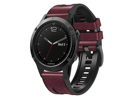 Correa De Reloj Inteligente Para Garmin Fenix 7 Correa De Reloj De Cuero De Silicona De Liberación Rápida Rojo Vino VENISYMLIS