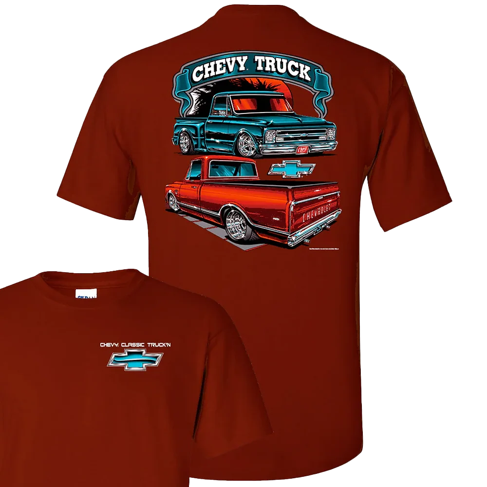 Chevy Classic Truck Maroon T-shirt Unisex Rockinstone Size:xxl