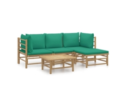 Maison Exclusive - Set De Muebles De Jardín 5 Piezas Bambú Con Cojines Verde