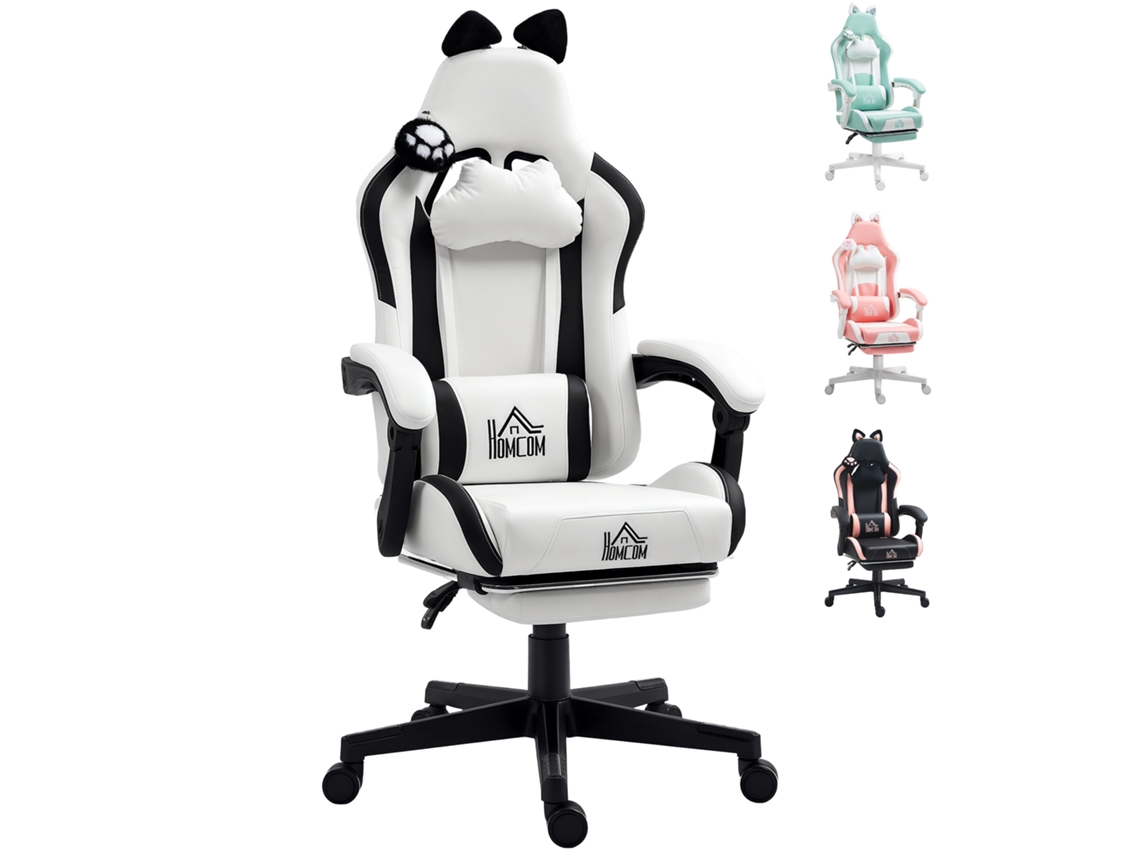 Silla Gaming Reclinable Blanca Con Reposapiés