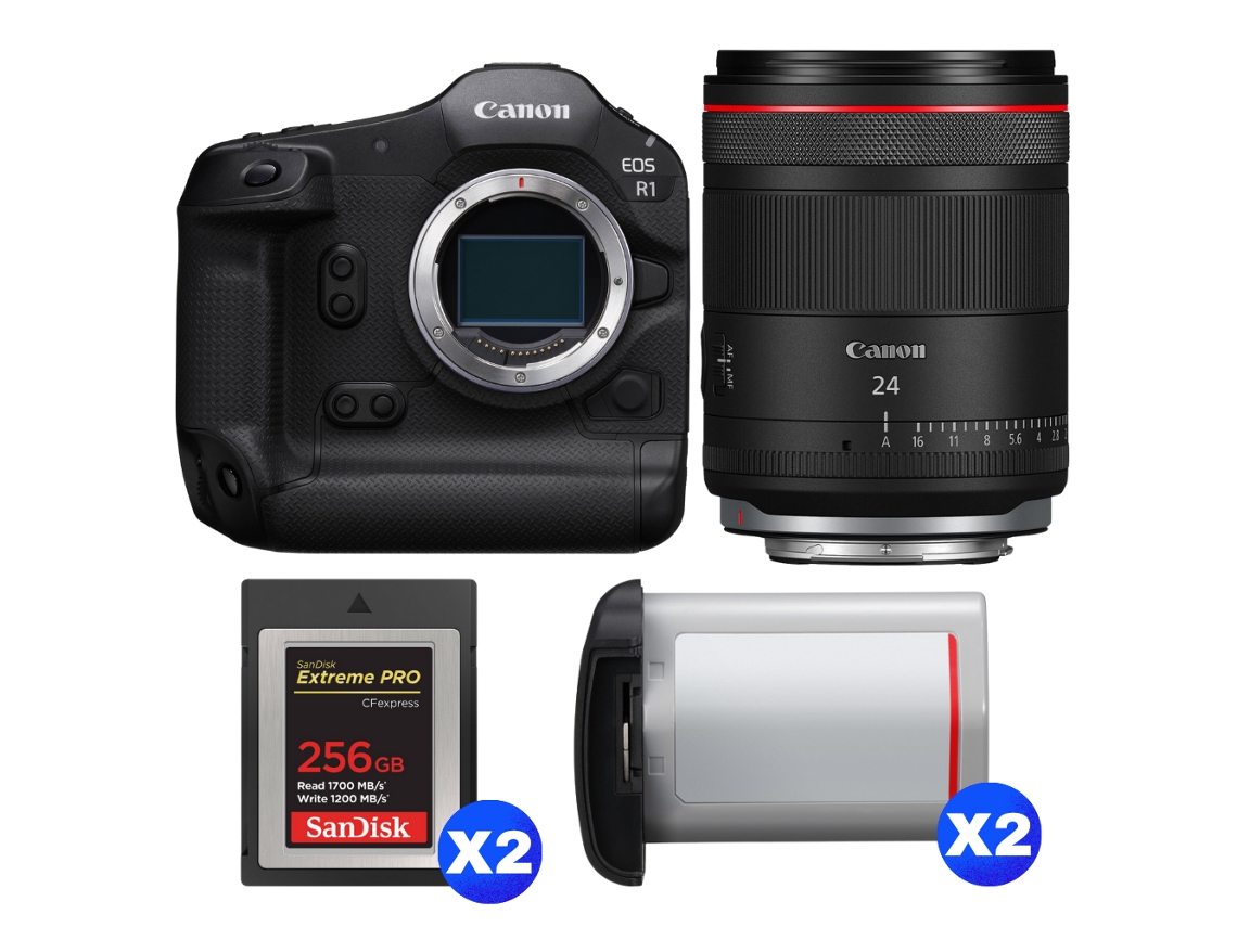Canon Eos R1 + Rf 24mm F/1.4 L Vcm + 2 Sandisk 256gb Extreme Pro Cfexpress Type B + 2 Canon Lp-e19 + Ebook “20 Consejos Para Fotos Que Impactan”