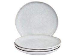 Set de 4 Platos Planos Sesame Gres Gris Claro