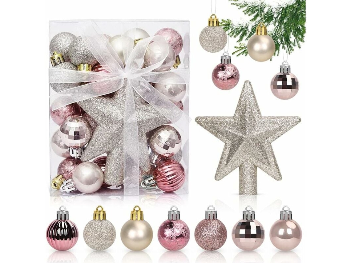 Mini adornos navideños rosas y blancos RNEMITERY