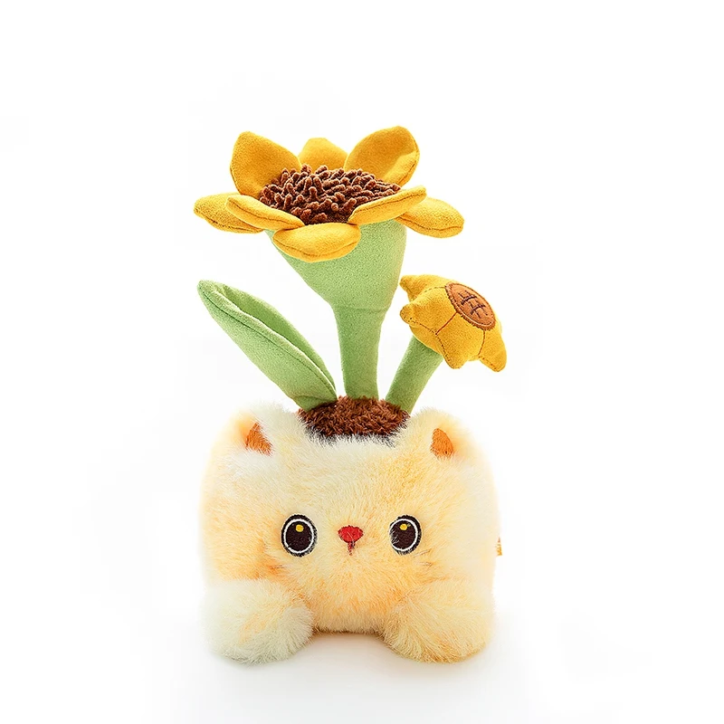 (girassol, Aprox. 15-18 Cm) Brinquedo De Pelúcia Em Vaso, Decoração Para Casa, Boneco De Gato.