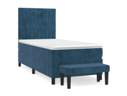 Maison Exclusive - Cama Box Spring Con Colchón Terciopelo Azul Oscuro 90x190 Cm