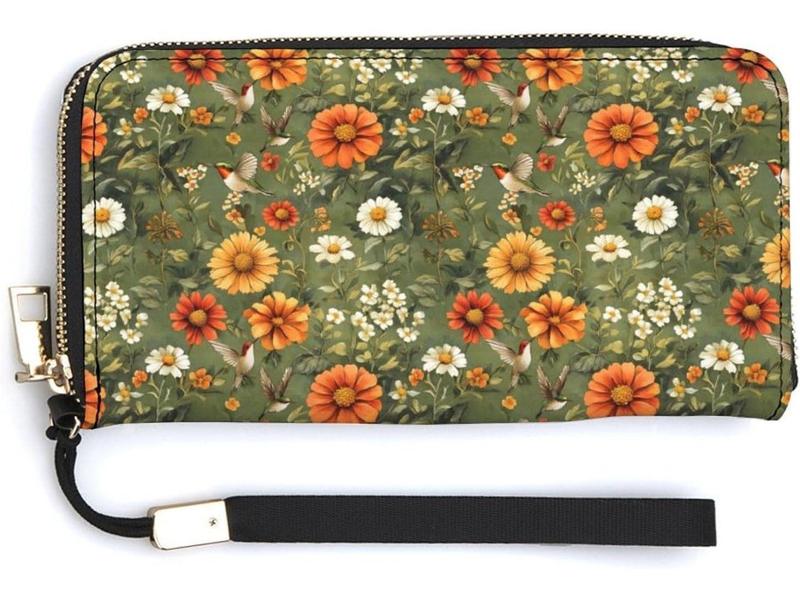 Cartera Cuero Con Cremallera Para Mujer Diseño Estampado