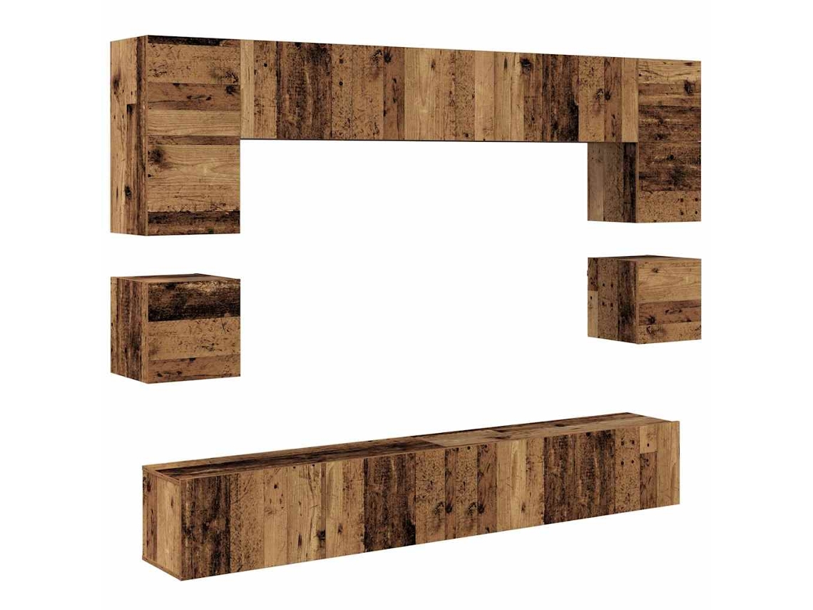 Maison Exclusive - Conjunto De Mueble De Tv 8 Pcs Madera Envejecida