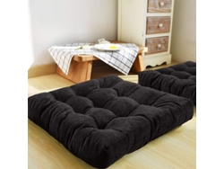 2026-40759-almohada De Suelo Cuadrada Para Meditación Yoga 22x22 Pulgadas Tela Corduroy Relleno De Fibra Poliéster Negro