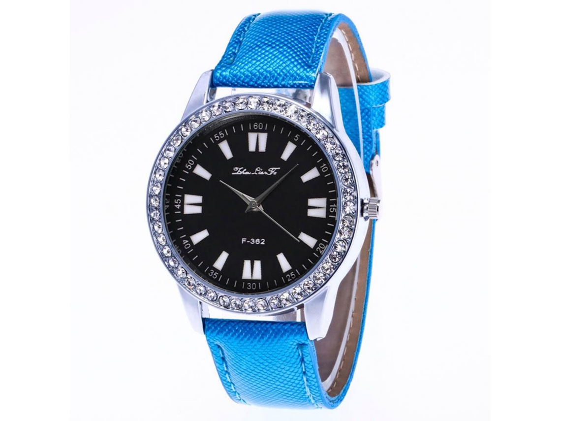 Reloj De Pulsera Unisex Con Piedras Strass Para Hombres Mujeres Estudiantes Azul