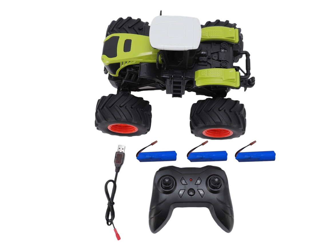 Tractor De Juguete Recargable Con Control Remoto De 2,4 Ghz, Luces, Neumáticos Tpr Para Niños, Incluye 3 Pilas.