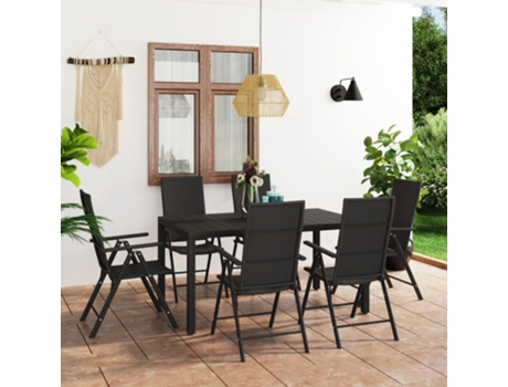 Conjunto 7 de comedor para jardín VIDAXL negro