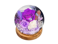 Rosas Eternas en Cúpula de Cristal con Luz LED, Ramo Fresco Permanente con Caja de Regalo, Idea de Regalo para Mujer y Madre en Cumpleaños, Hogar