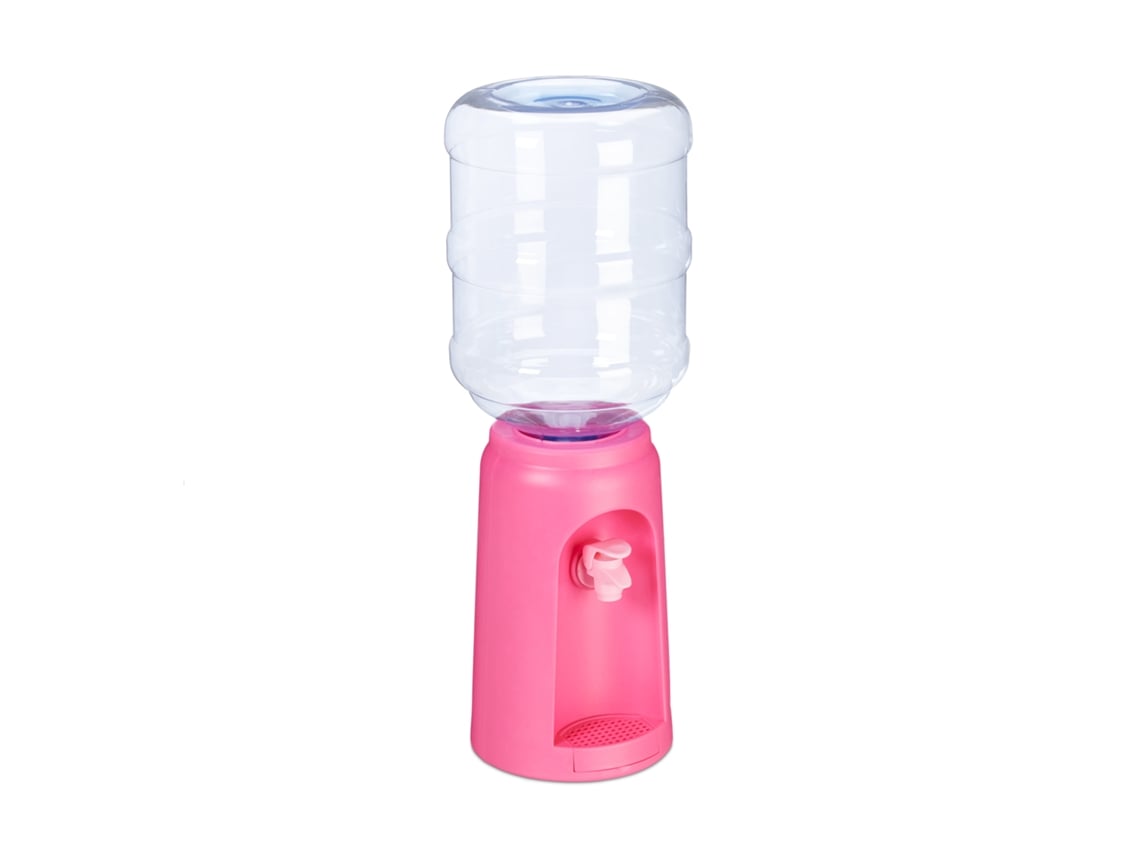 Relaxdays Dispensador De Agua Con Tanque Y Grifo, Accesorio De Oficina, 4,5l, Plástico, 47,5 X 17 Cm, 1 Ud., Rosa