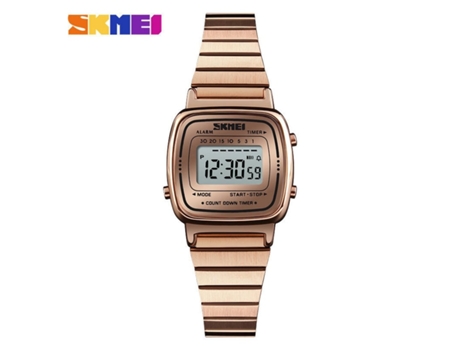 Relojes de pulsera de acero inoxidable para mujer Reloj de pulsera electrónico resistente al agua color café dorado VEANXIN