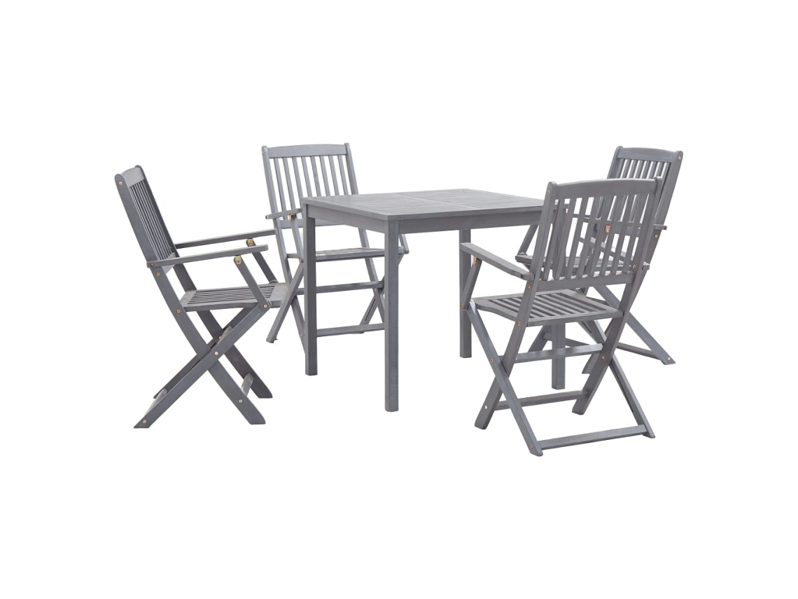 Juego de comedor de jardín de 2 piezas de madera maciza de acacia gris Dkd Home Decor
