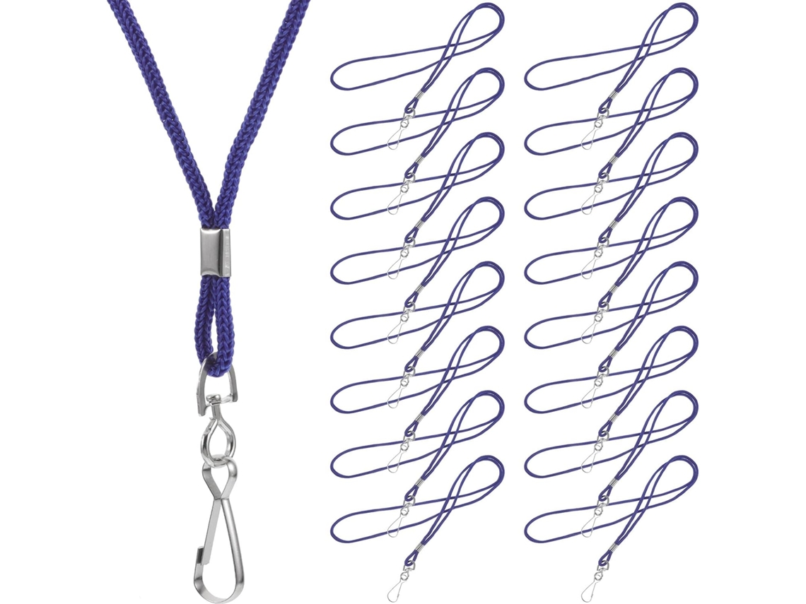 Paquete de 20 cordones azules para el cuello con clip metálico giratorio SFUSHOS