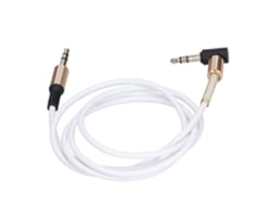 Cable De Extensión De Audio Auxiliar Para Coche De Metal 3.5mm Macho A Macho De Codo 1m Blanco