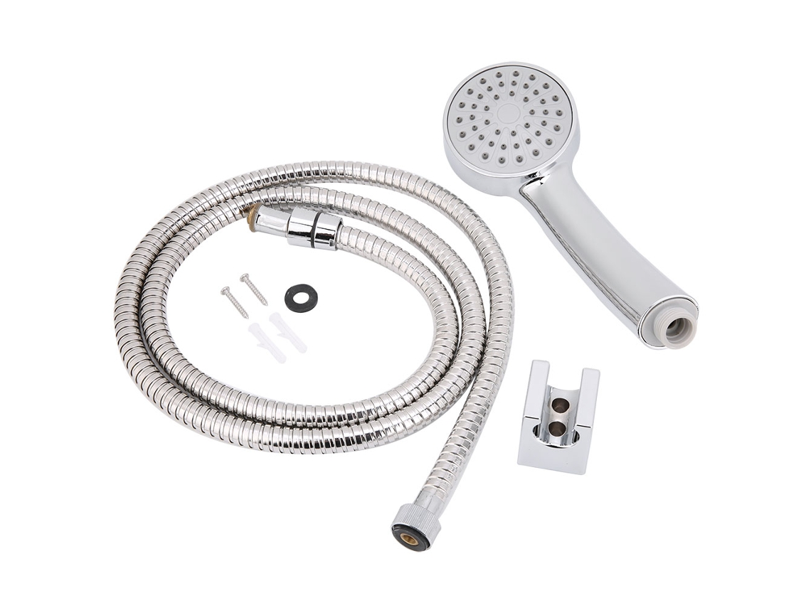 Cabezal De Ducha Portátil De Alta Presión Para Baño, Económico, Con Manguera Y Soporte De Abs Plateado.