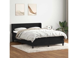 Cama Box Spring Con Colchón Terciopelo Negro 160x210 Cm