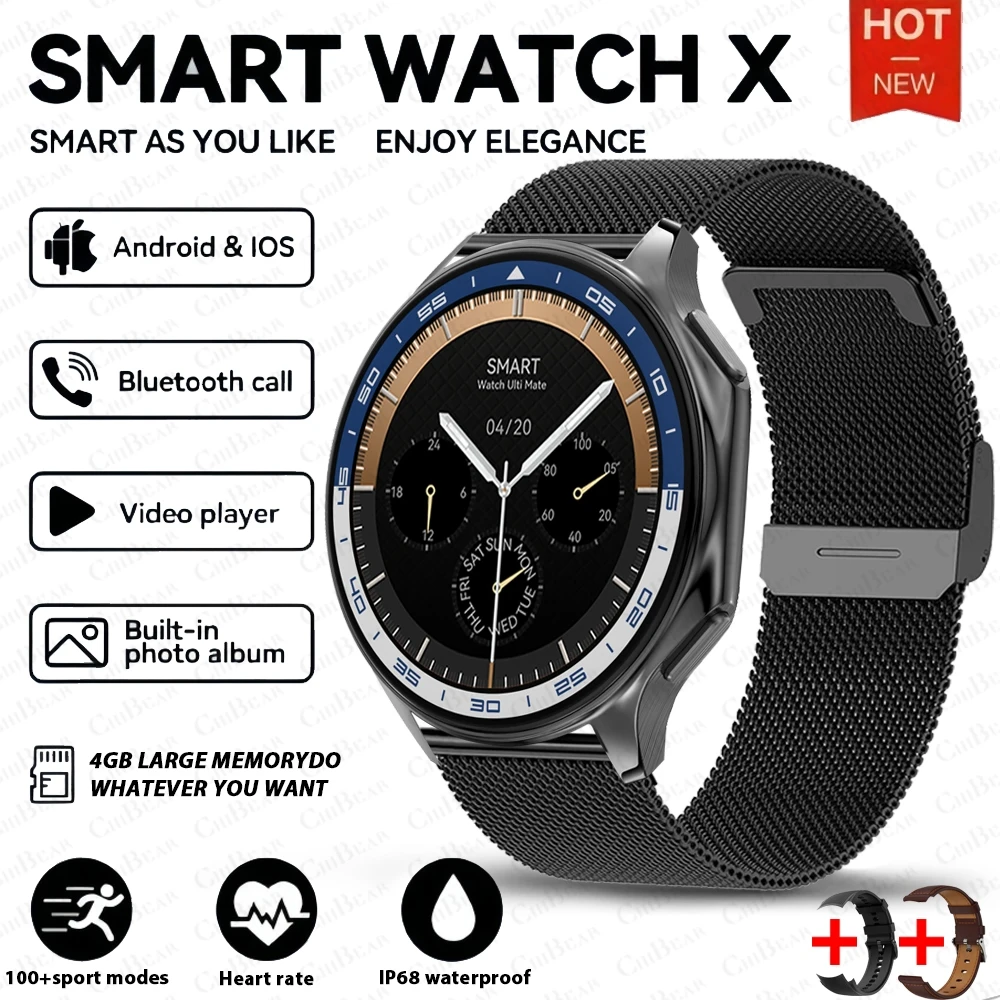 Reloj Inteligente (con Correa De Malla Negra), 4 Gb De Ram, Efecto Visual Envolvente 3d.