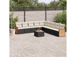 Conjunto de sofás de jardín de 10 piezas DKD Home Decor con cojines de mimbre negros