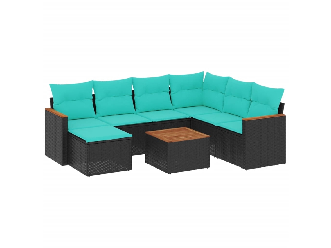 Maison Exclusive - Conjunto De Sofá De Jardín De 8 Piezas Con Cojines, De Poliratán Negro