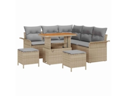 Maison Exclusive - Conjunto de sofás de jardín de 8 piezas en beige y gris claro