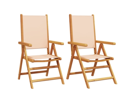 Conjunto 2 Silla De Jardín VIDAXL Beige Madera de acacia
