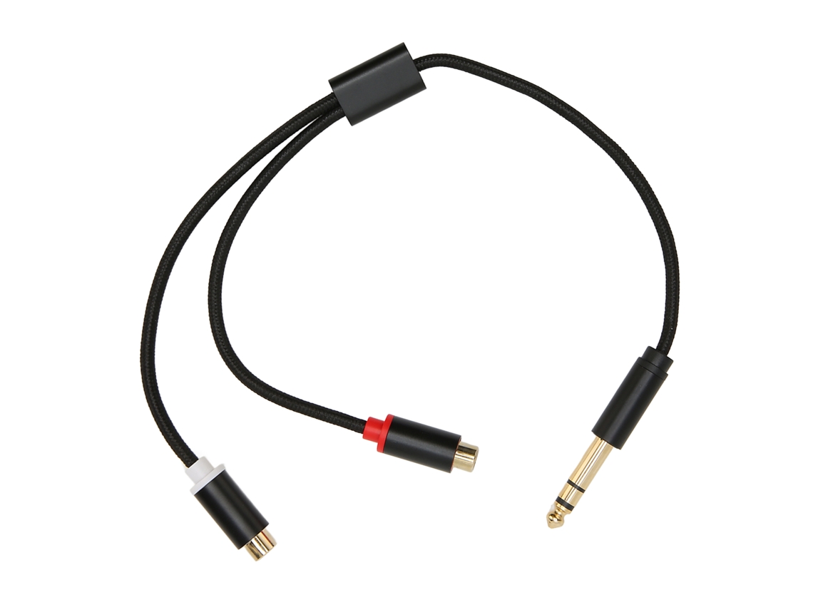 Cable Divisor Estéreo De 6,35 Mm Macho A 2 Rca Hembra, Chapado En Oro, 35 Cm, Sin Ruido.