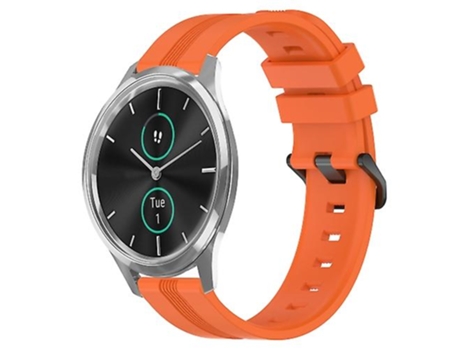 Correa para reloj Garmin Garminmove Luxe, banda de reloj a rayas cóncava de silicona naranja de 20mm VENISYMLIS