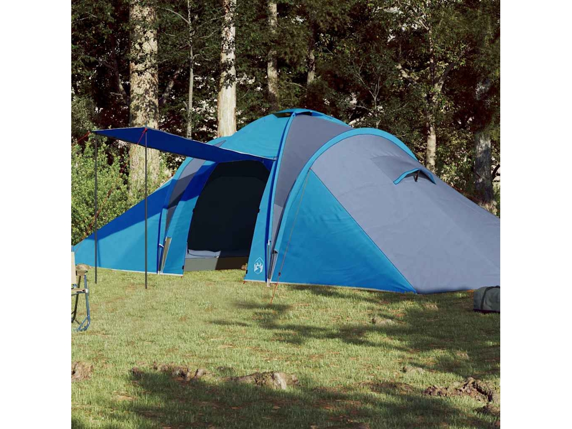 Tienda de campaña tipo domo familiar para 6 personas, impermeable, azul.