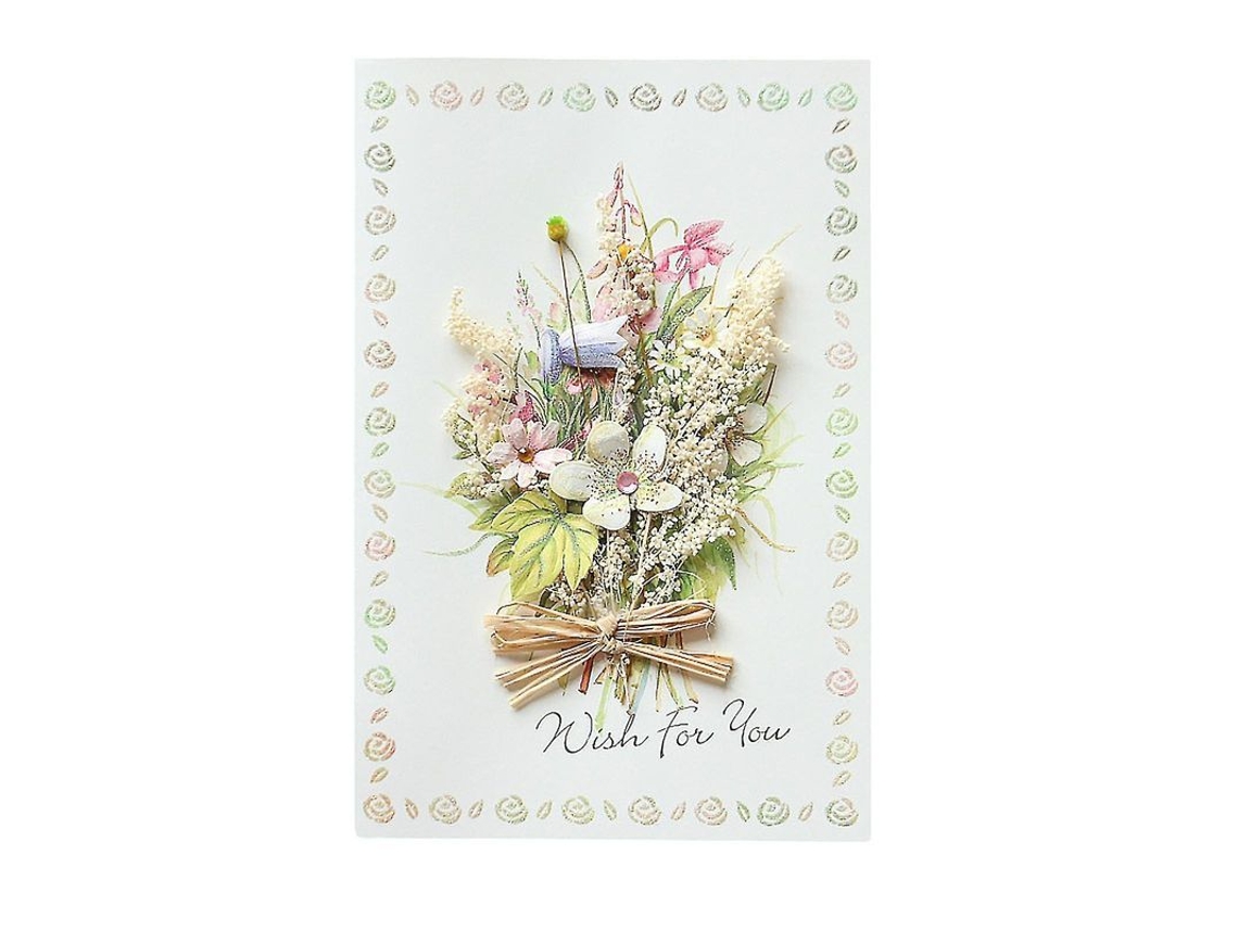 Tarjeta de felicitación rápida con clavel seco para el Día de la Madre y cumpleaños.
