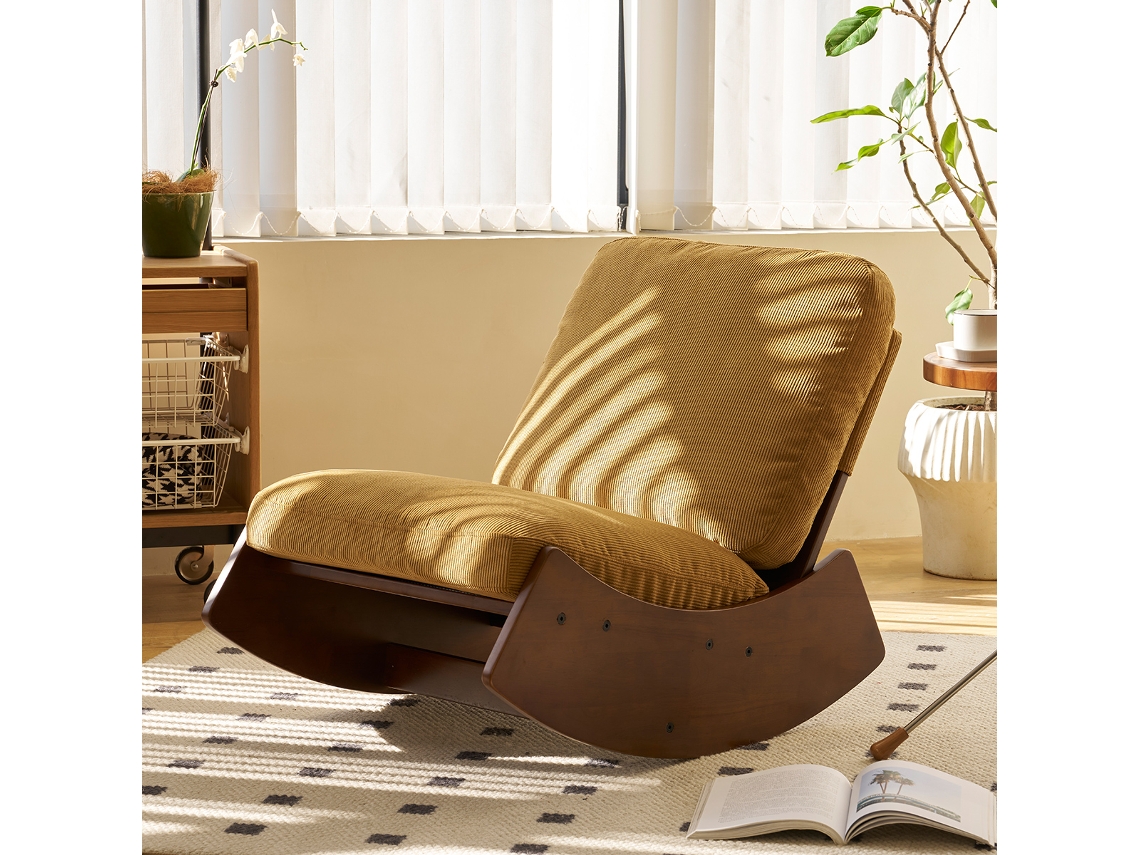 Cómoda Mecedora Tapizada De Madera Maciza, Perfecta Para El Salón O Para Leer, De Estilo Moderno.