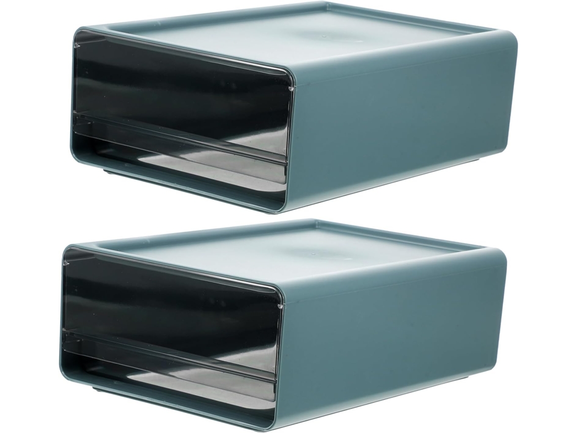 Caja De Almacenamiento De Cosméticos Y Oficina De 2 Piezas, Contenedor Transparente Apilable Con Juego